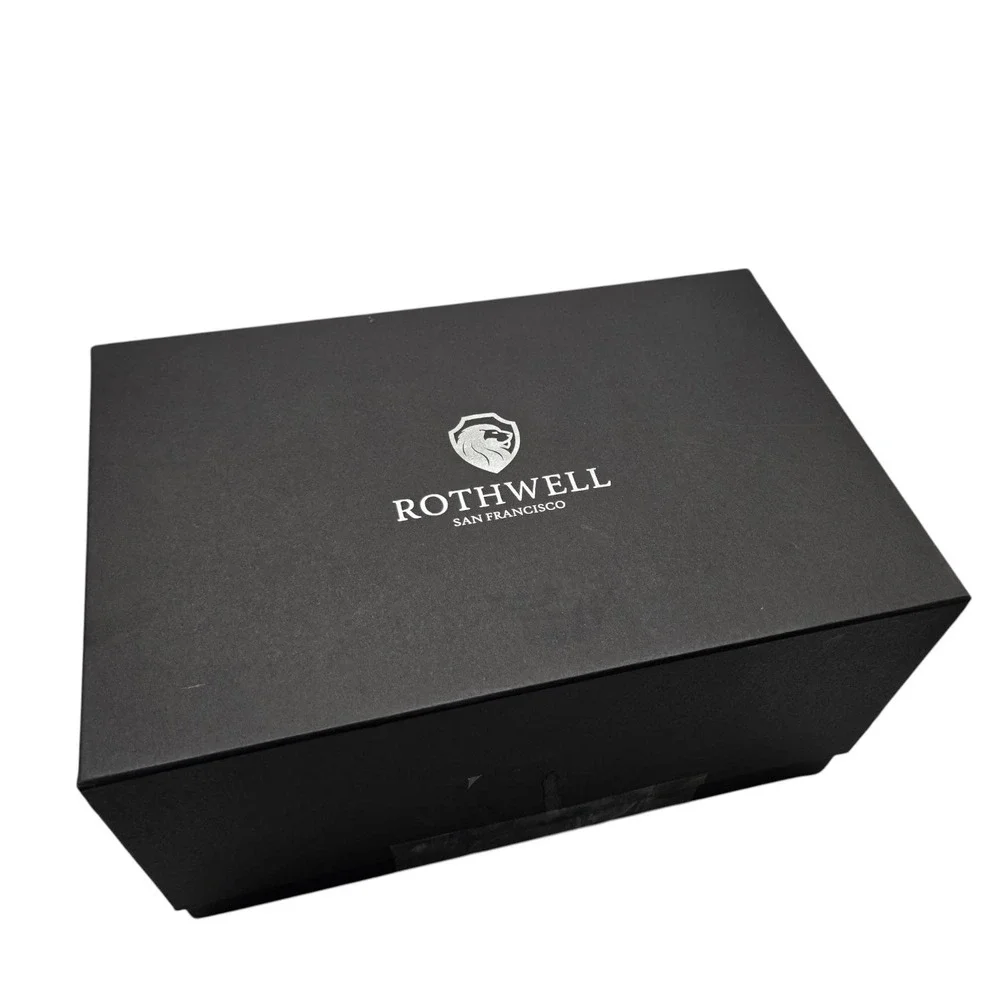 ROTHWELL 20 Slot Leather Watch Box Display Case Organizer Glass Top Lock Black